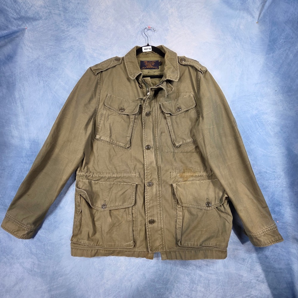 J.Crew Mens Olive Green Military Field Jacket Type G38 Utility Coat Large